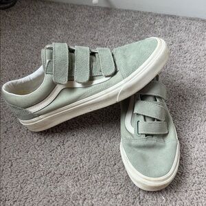 Vans Sage Green Velcro Sneakers